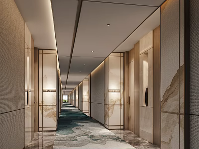 Modern hotel aisle hotel room aisle elevator hall 3d model