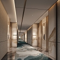 Modern hotel aisle hotel room aisle elevator hall 3d model