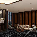 Elegant Hotel Lobby Interior With Grand Chandelier Marble Floor And Decorative Painting