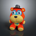 Adorable Red Plush Bear Toy With Black Hat Blue Eyes Yellow Nose And Paws