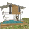 Modern Detached Villa Design With Swimming Pool Balcony And Grass Area