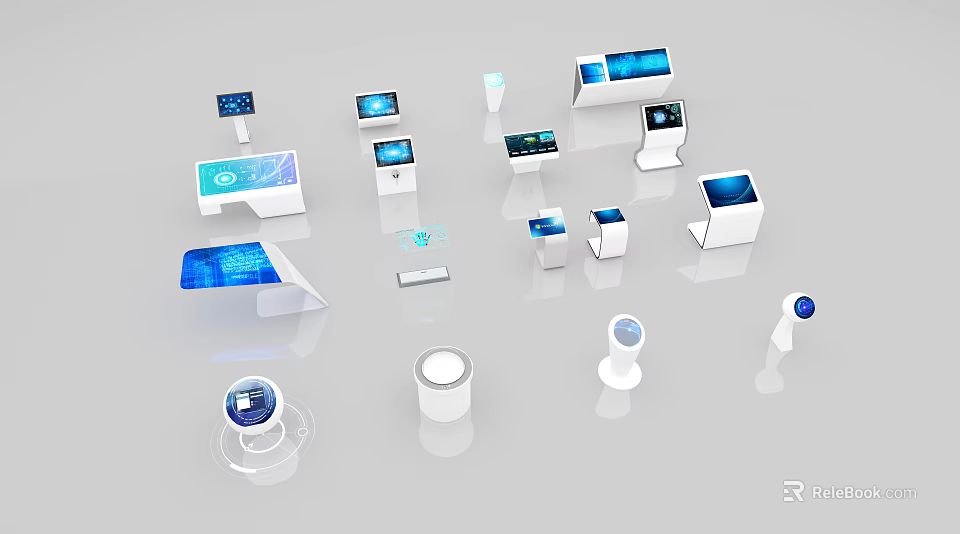 Public Facilities Featuring Smart Interactive Touchscreen Displays And Digital Information Kiosks 3d model 
