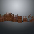 Wooden Building Components Featuring Staircases Railings And Platform Models 3d model