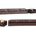 Dark Brown Leather Sectional Sofa Set With Single Seat And Cushions 3d model