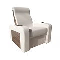 Modern Single Seater Sofa With Light Beige Upholstery And Wooden Armrests For Living Room