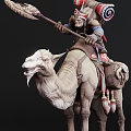 Game Movie Character Riding Fantasy Camel With Weapon And Armor