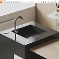 Modern Bathroom Vanity With Black Marble Countertop Silver Faucet Undermount Sink And Running Water