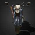 Vintage Motorcycle With Leather Seat Chrome Details Skull Decoration And Large Wheels