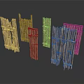 Outdoor Rustic Bamboo Fence Structures With Multiple Handcrafted Components