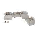 Brown And Gray Sectional Sofa With Pillows Ottoman And Throw Blanket 3d model