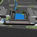 New Chinese-style Gate Hotel-style Community Gate 3d model