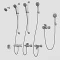 Wall Mounted Shower Faucets With Handheld Sprayers And Chrome Finish 3d model