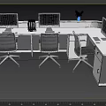 Reception Desk Reception Computer Office Chair Accessories 3d model