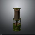 Traditional Architectural Decorative Multi layer Lantern Structure with Green Base and Brown Frame