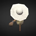 Detailed Game Film Character Scarecrow With Straw Hat Shirt And Wooden Pole