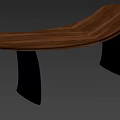 Walnut Wood Curved Desk With Metal Legs And Matching Bench