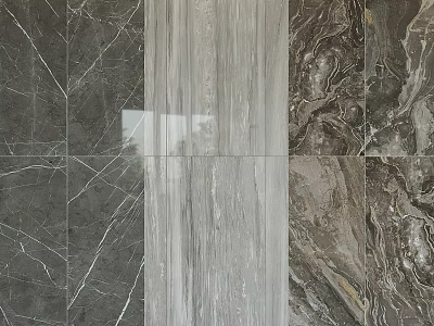 Natural Stone Background Wall With Marble Texture Panels And Different Gray Patterns Design 3d model
