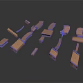 Scattered Brown Architectural Model Components With Bricks Arches And Columns