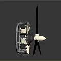Aerospace Propulsion System 3D Model Featuring Metal Coils and Propeller Blades