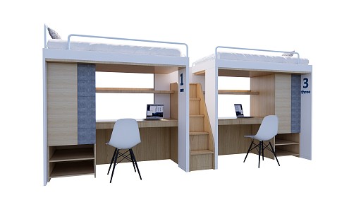 Modern Bed-and-Bed Dormitory Bed-and-Bed 3d model