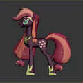 Colorful Cartoon Pony Toy With Pink Purple Mane Green Eyes And Yellow Accents