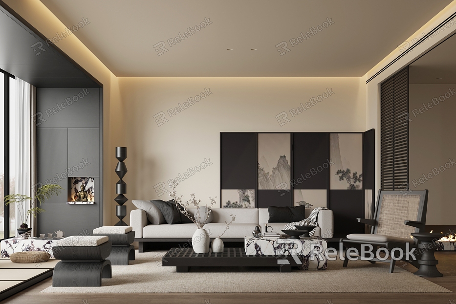 New Chinese Style Song Style Living Room model