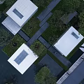 Contemporary Residential Landscape With Geometric Courtyard Design Lush Greenery And Trees