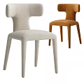 Modern Upholstered Accent Chairs In Light Gray And Brown With Unique Backrest Design