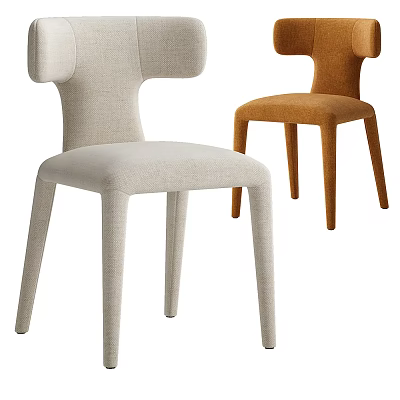 Modern Upholstered Accent Chairs In Light Gray And Brown With Unique Backrest Design 3d model