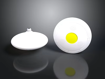 Two White Circular Spacecraft Components With Yellow Core And Textured Surface 3d model
