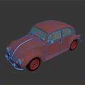 Red Vintage Beetle Car Model Featuring Classic Design And Shiny Red Exterior