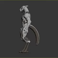Futuristic Humanoid Creature Character With Silver White Body And Blue Glowing Lines