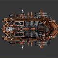 Red And Black Armored Tank With Mechanical Spiked Structures And Detailed Armor Design