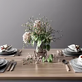 Modern Tableware Ornaments Combination 3d model