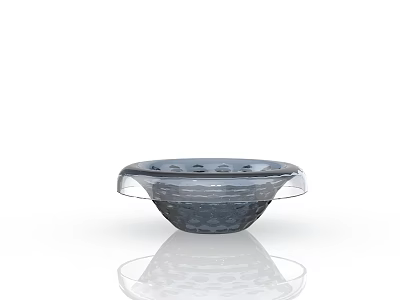 Transparent Glass Bowl With Modern Design And Reflective Surface On White Background 3d model