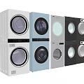 Modern Washing Machines in Various Colors and Styles Displayed Side by Side for Home Use