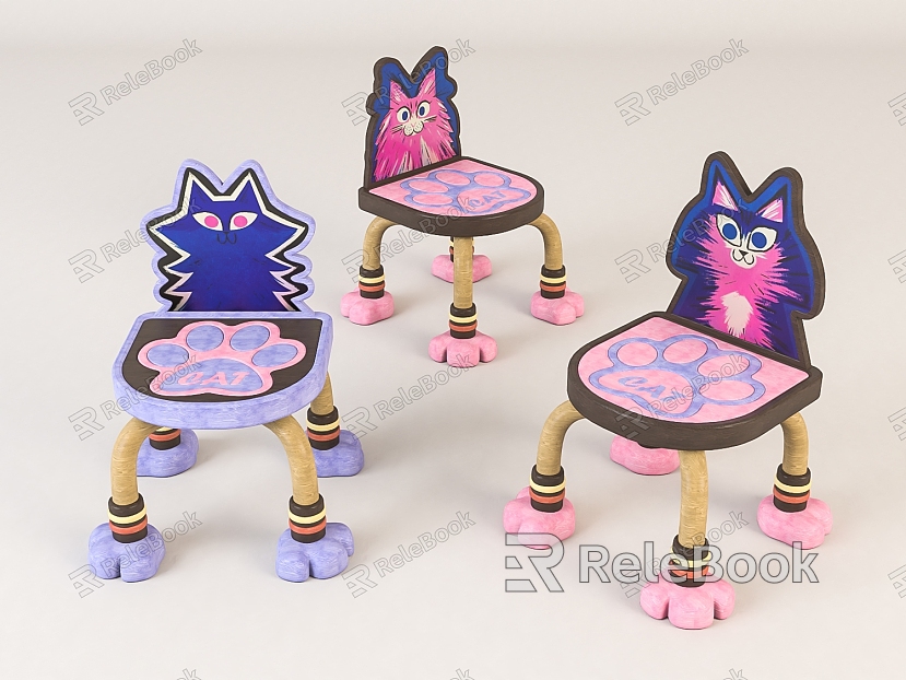 Modern children's chair wooden children's stool model