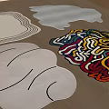 Stylish Shaped Rugs With Modern Abstract Patterns And Vibrant Colors On Wooden Floor