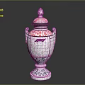 Ornate Decorative Vase With Red Spots White Body Green Base And Lid