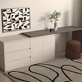 Modern Italian Dressing Table Light Luxury Dressing Table Makeup Table Makeup Stool Combination Makeup Mirror Desk Ornaments Combination Vase 3d model