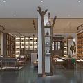 Elegant Traditional Teahouse Interior With Wooden Shelves Tea Sets And Seating Area