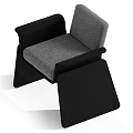 Modern Single Sofa With Gray Fabric Cushion And Black Sleek Frame Design 3d model