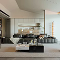 Modern Living Room Interior Design With Black Leather Sofa And White Marble Coffee Table