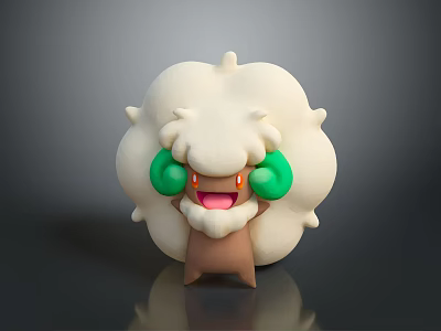 Game And Movie Character With White Fluffy Fur Large Green Ears Orange Cheeks 3d model