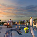 Magical Sunset Playground With Santa Penguin Decorations Pool Castle And Trees