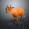 Orange Antelope With Black Horns Standing On Gray Background And Light Colored Neck
