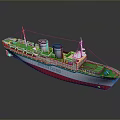 National Cruises Model Cruise Ship With White Red Green Hull And Two Funnels