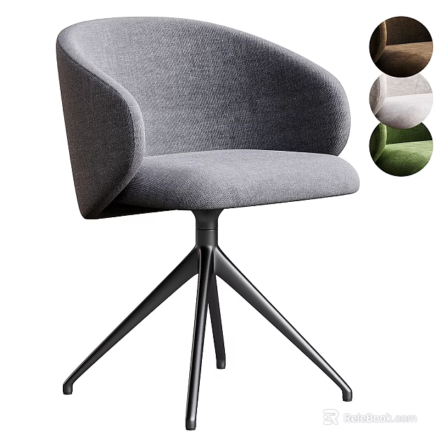 Gray Upholstered Armchair With Tripod Base And Multiple Color Options 3d model