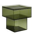 Modern Brown Acrylic Side Table With Layered Transparent Design And Open Shelf 3d model