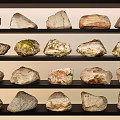 Garden Landscape Decorative Natural Stones Displayed on Shelves with Various Textures